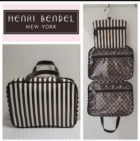 Henri Bendel Vintage Centennial Stripe Large Hanging Travel Accessory Bag - Picture 1 of 13